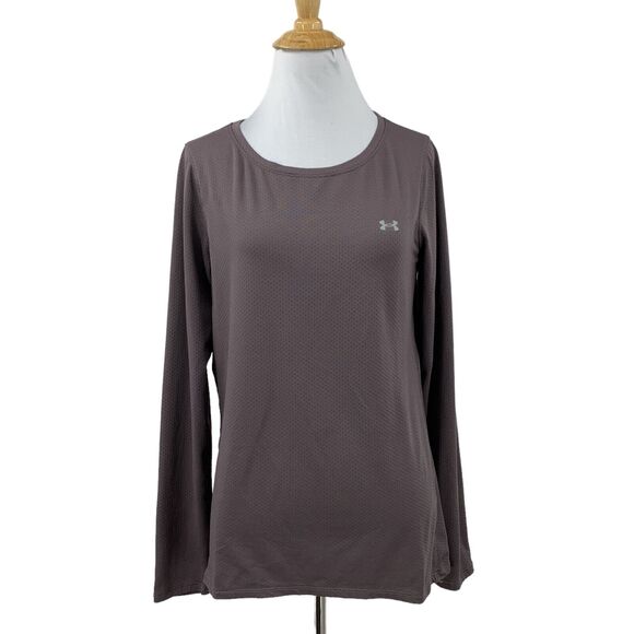 Under Armour Shirt Womens M Medium Dark Mauve Fitted HeatGear Long Sleeve Tee - Picture 1 of 12